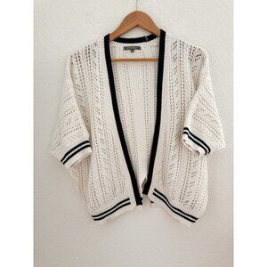 RETRO-ology‎ Womens Open Knit Multicolor Open Front Cardigan Sz L Peasant Church